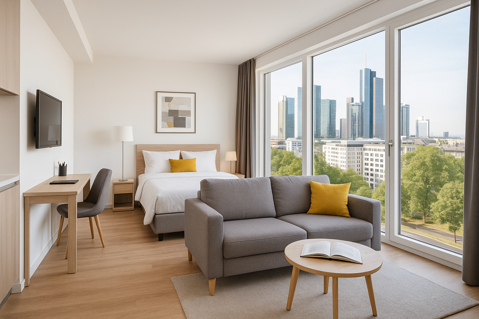 Serviced Apartment in Frankfurt mit Skyline Blick