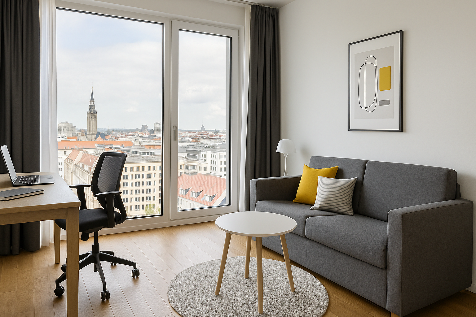 Serviced Apartment in Leipzig mit Stadtblick