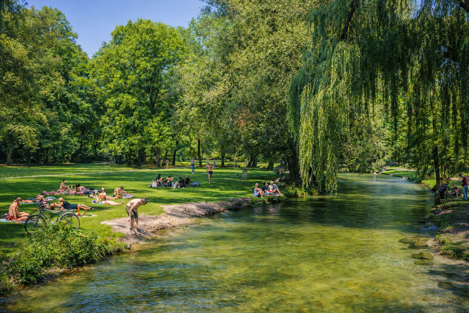 Englischer Garten München nahe Serviced Apartments und Wohnen auf Zeit